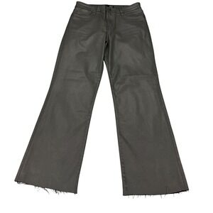 Kut from the Kloth Kelsey High Rise Ankle Flare Coated Jeans Charcoal Grey Size6
